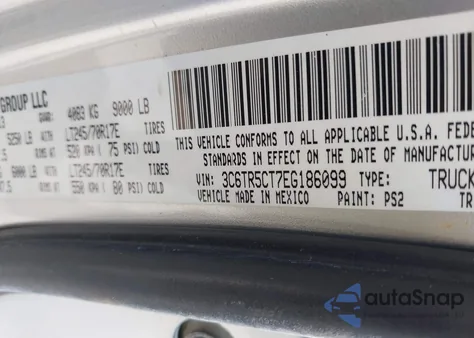 2014 Ram 2500 Tradesman из США, поврежденный, VIN 3C6TR5CT7EG186099